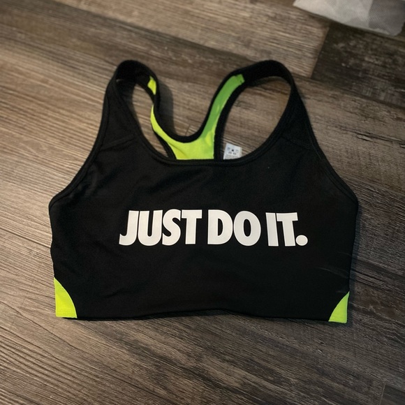 Nike Just Do It Logo Sports Bra Neon Black White - Picture 3 of 6